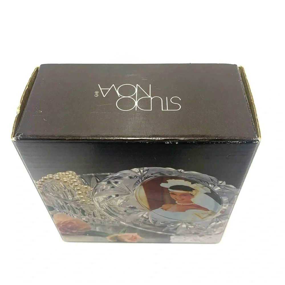 Vintage Studio Nova Poem Crystal Trinket Jewelry Box with Photo Frame Lid